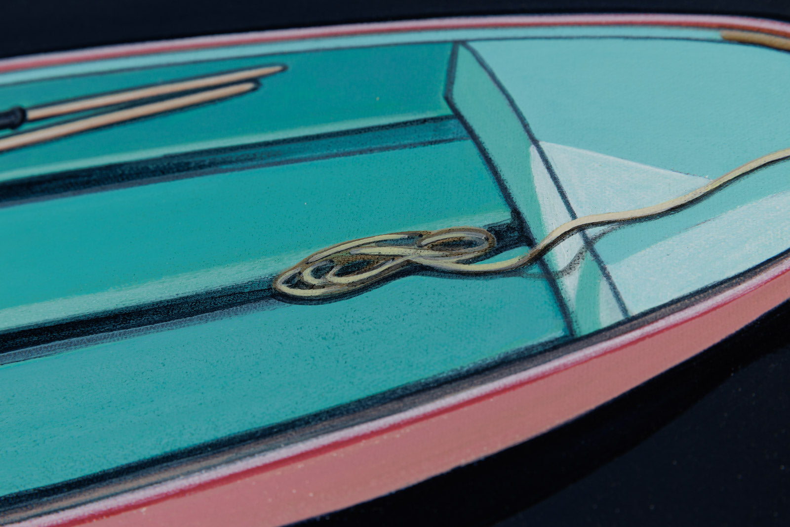 Turquoise & Red Skiff