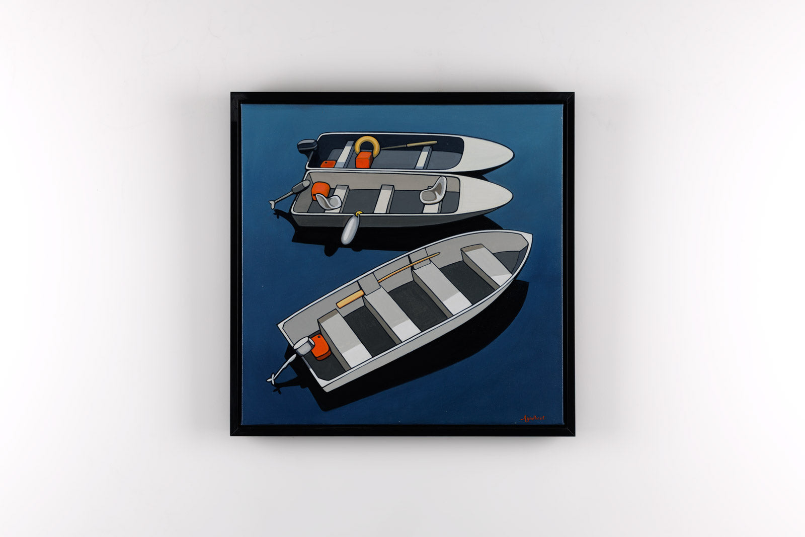 Three White Skiffs