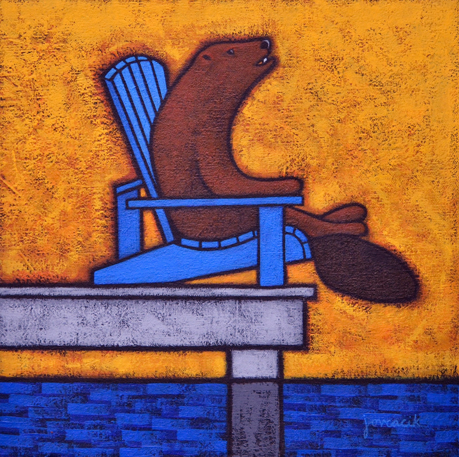 Animals “Good Old Days” by John Ovcacik – giclee on paper.