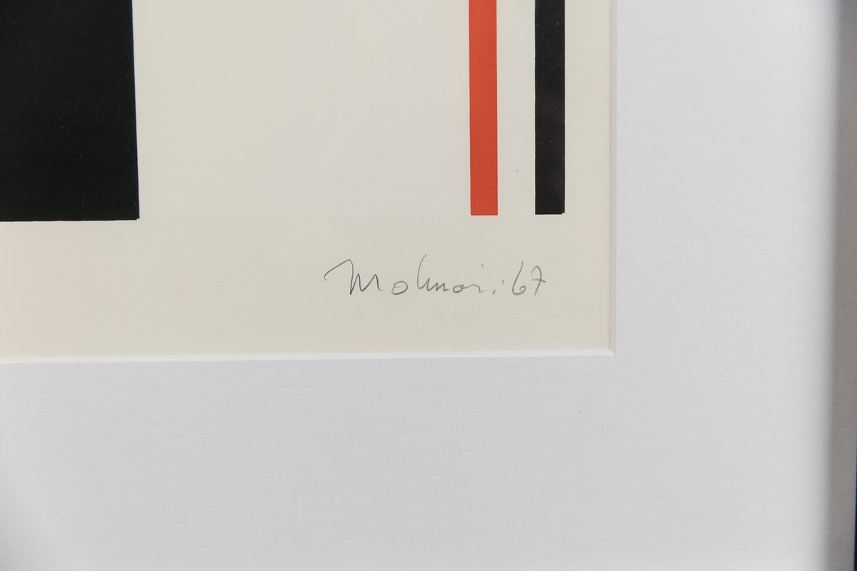 Guido Molinari, "Parallele Rouge Et Noir #36/100," detail view, silk screen on paper