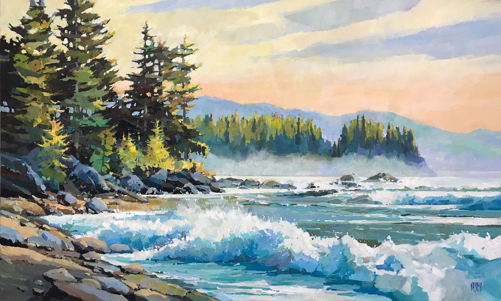 Seascape & Water “West Waves” by Randy Hayashi – acrylic on canvas.
