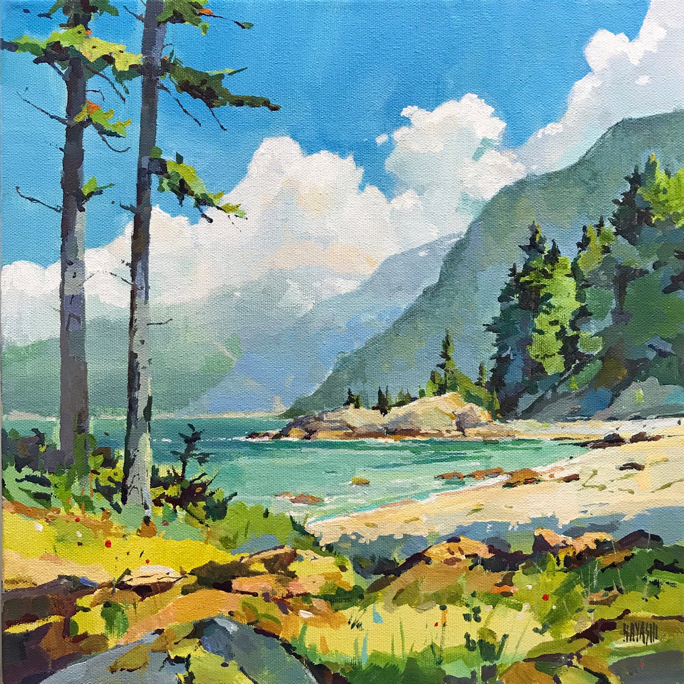 Seascape & Water “Island In The Sun” by Randy Hayashi – acrylic on canvas.