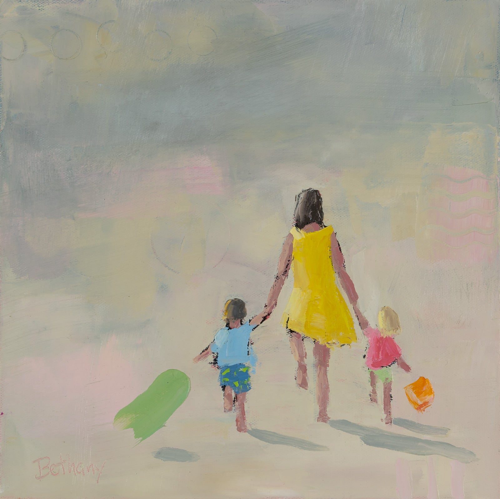 Figurative “To The Beach” by Bethany Harper-Williams – oil on canvas.