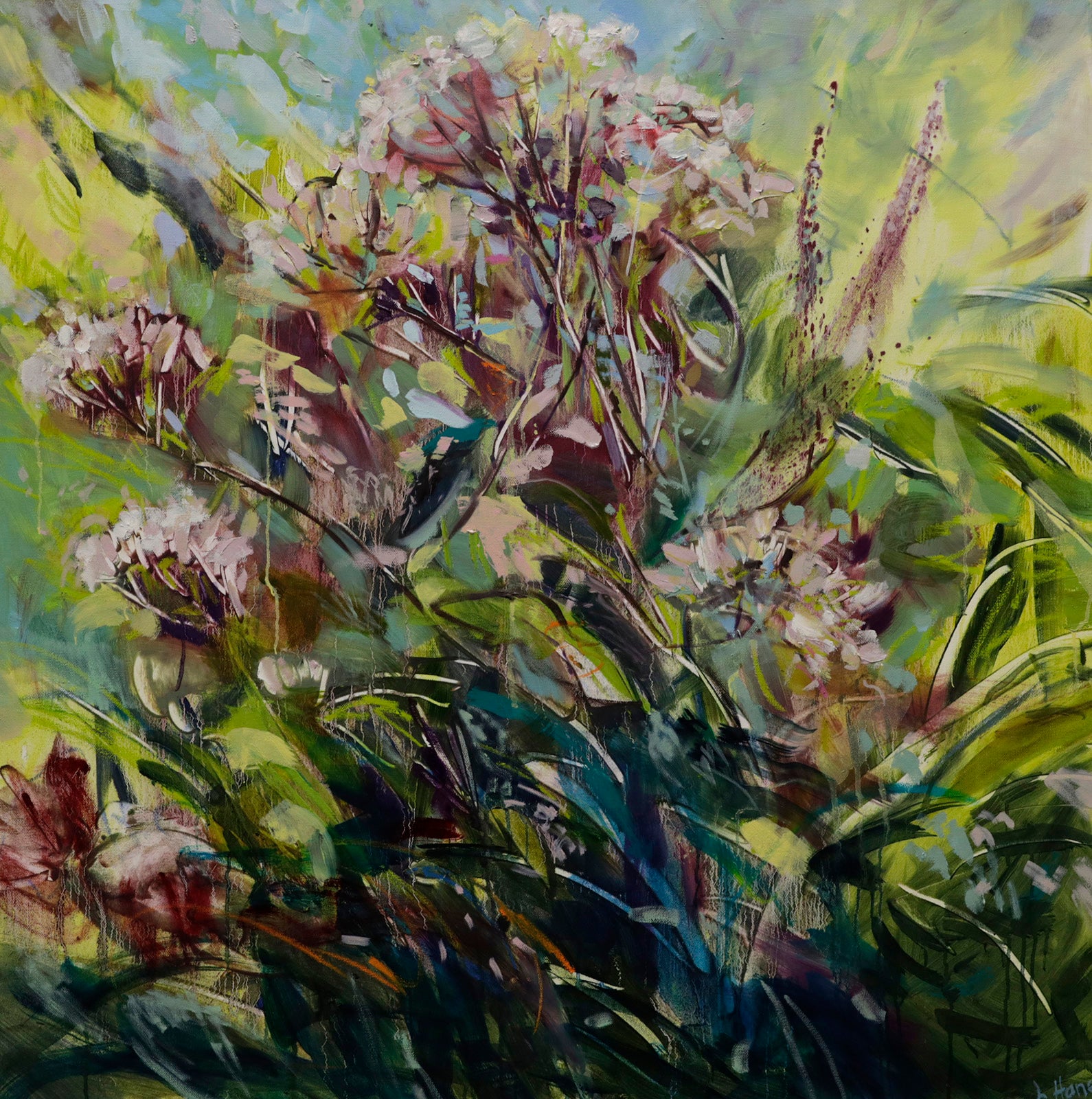 Floral “Queen Anne's Lace” by Elizabeth Haney – oil on canvas.