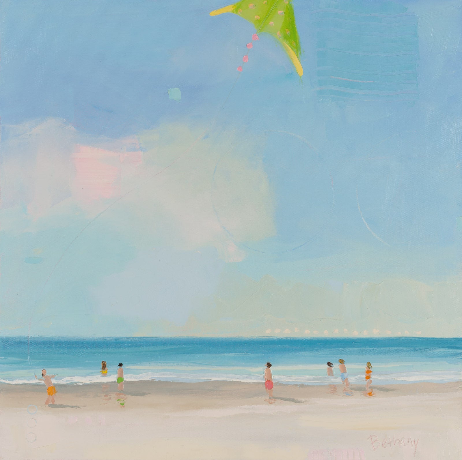 Figurative “The Green Kite” by Bethany Harper-Williams – oil on canvas.