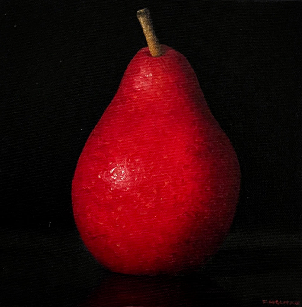 Food & Wine “Red Bartlett” by Joanne Helman – oil on canvas.