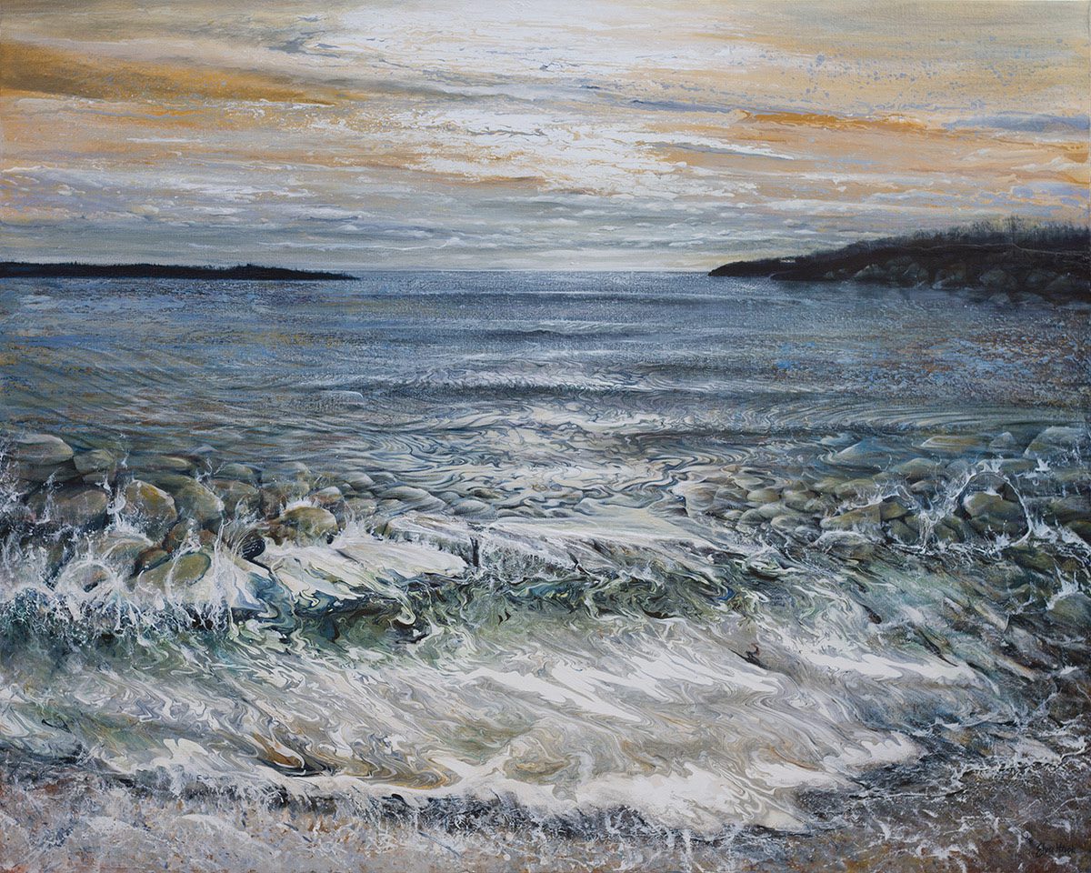Seascape & Water “Lake Ontario, Humber Shore” by Elva Hook – acrylic on canvas.