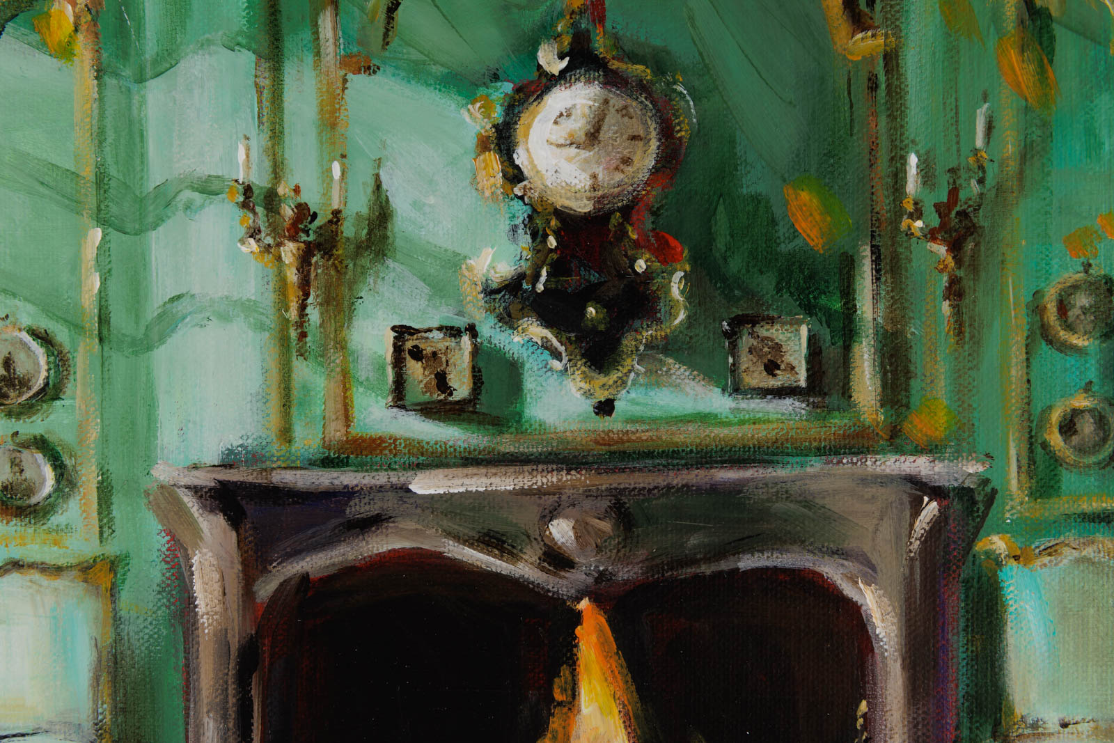 Black Clock On Green Wall