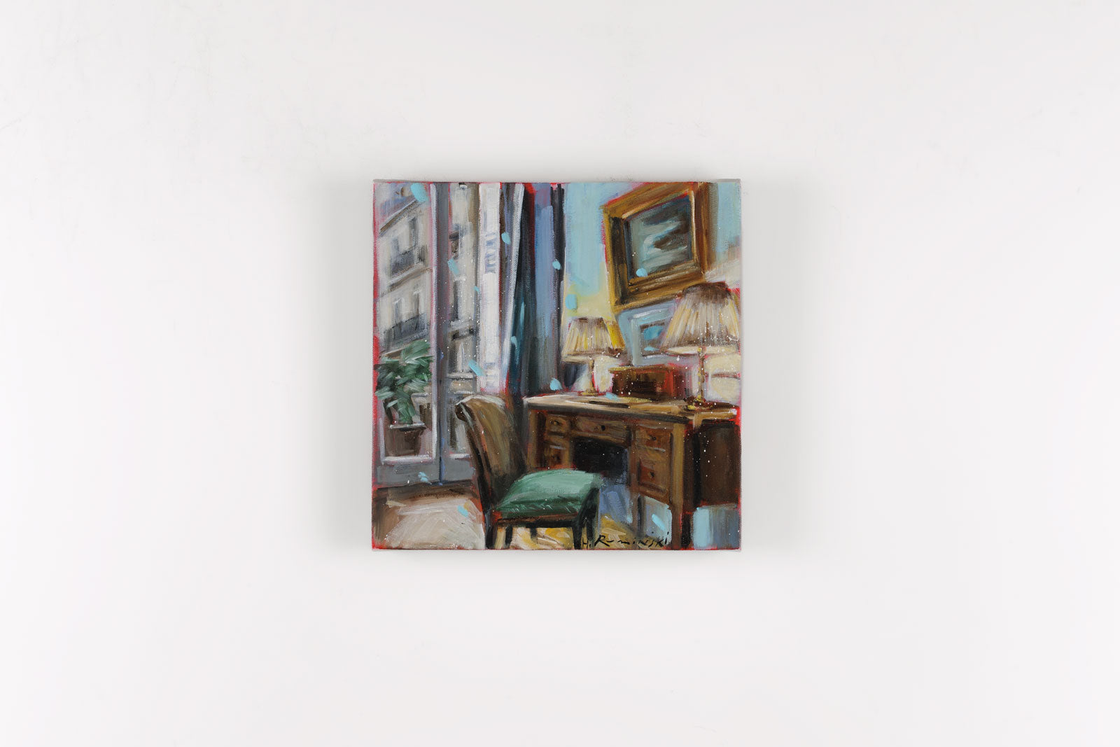 Hanna Ruminski, "Apartment In Paris With Bureau," detail view, Acrylic on Canvas