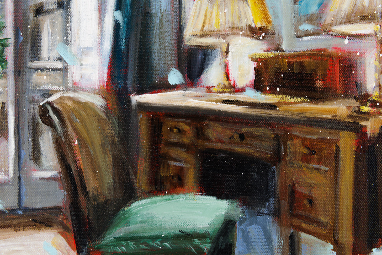 Hanna Ruminski, "Apartment In Paris With Bureau," detail view, Acrylic on Canvas