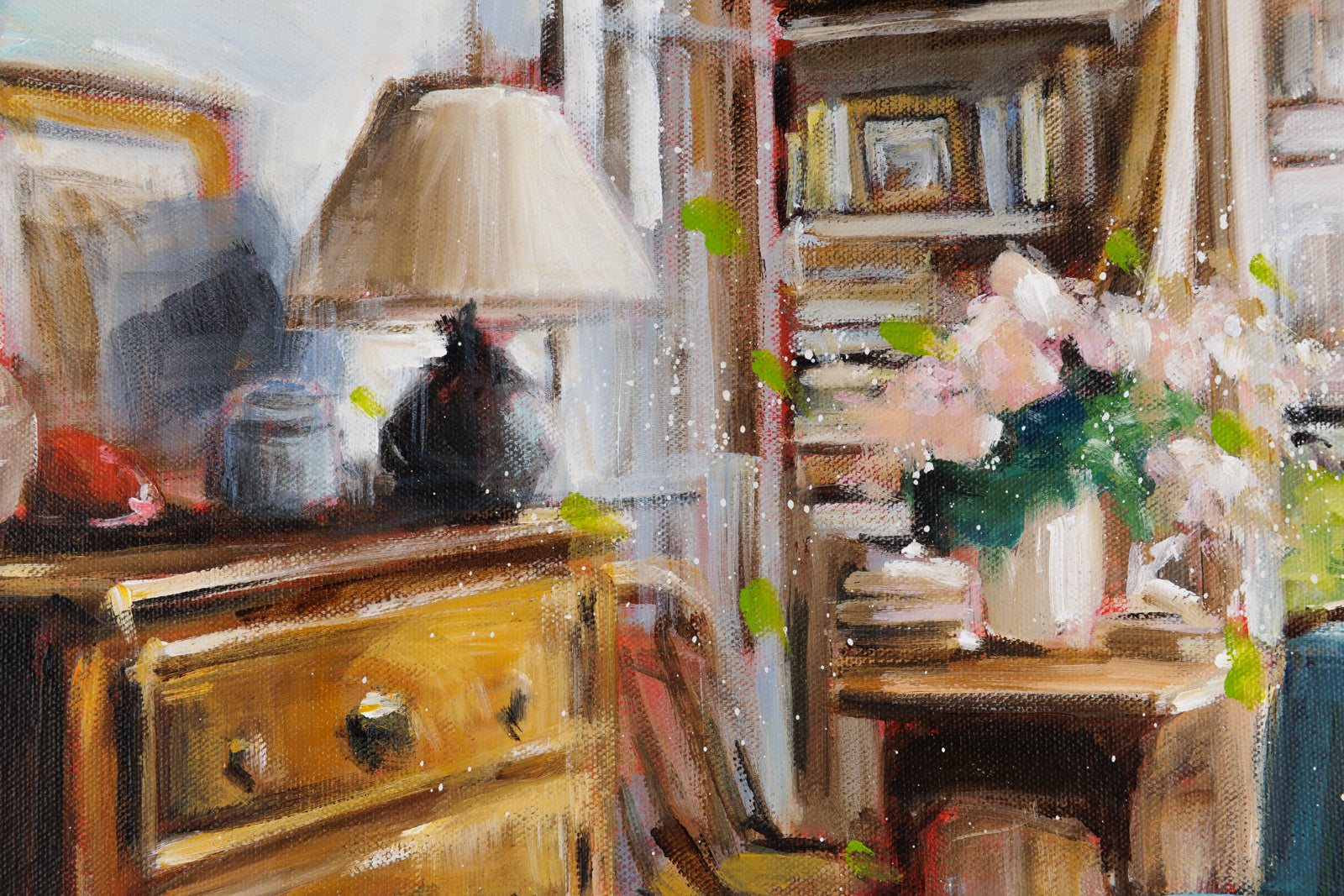 Hanna Ruminski, "Small Parisian Apartment With French Cabinet," detail view, Acrylic on Canvas