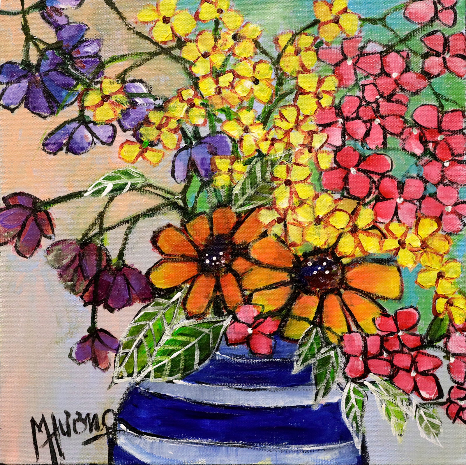 Floral “Flowers No. 2” by Patricia Huong – acrylic on canvas.