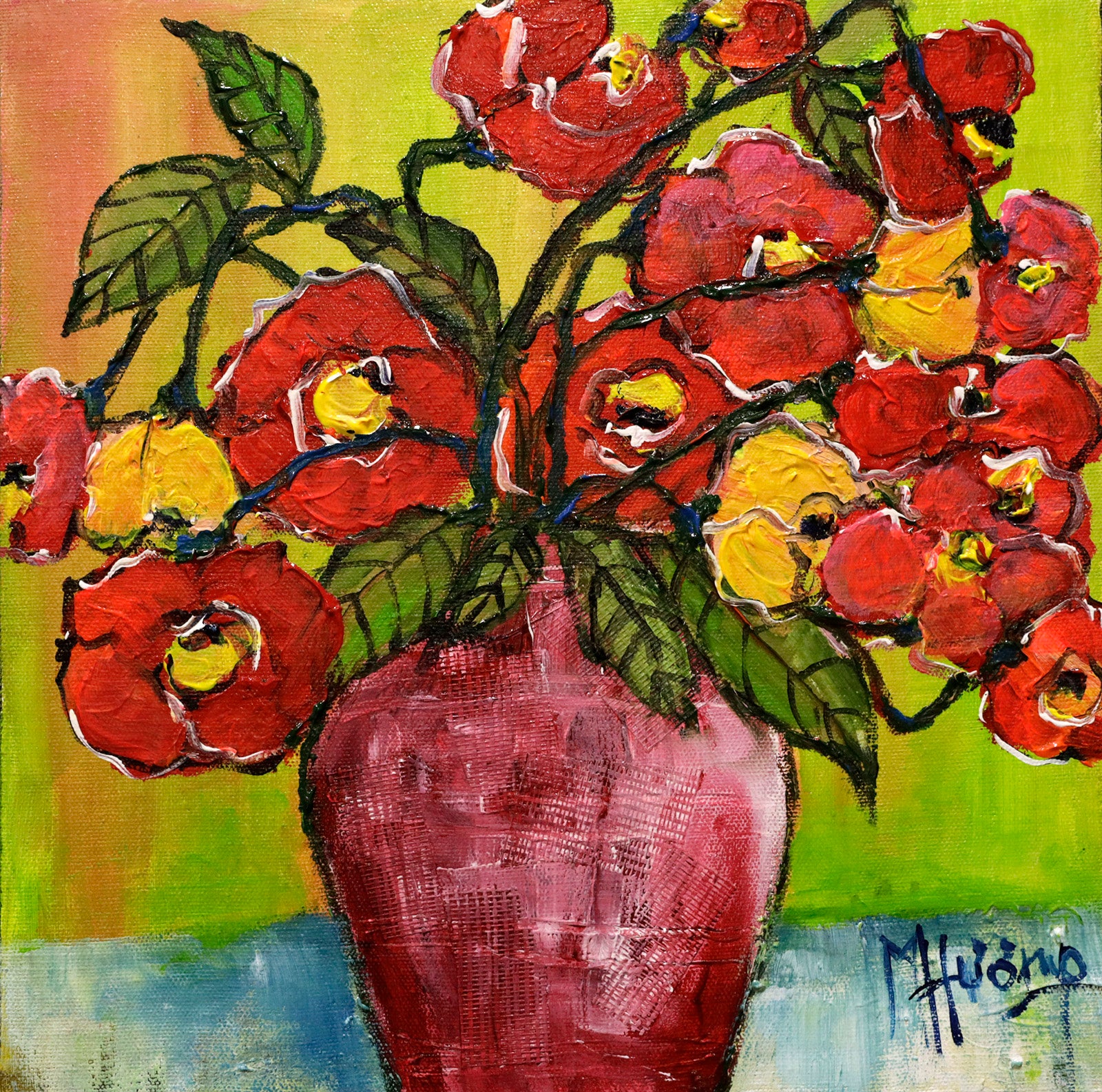Floral “Flowers No. 3” by Patricia Huong – acrylic on canvas.