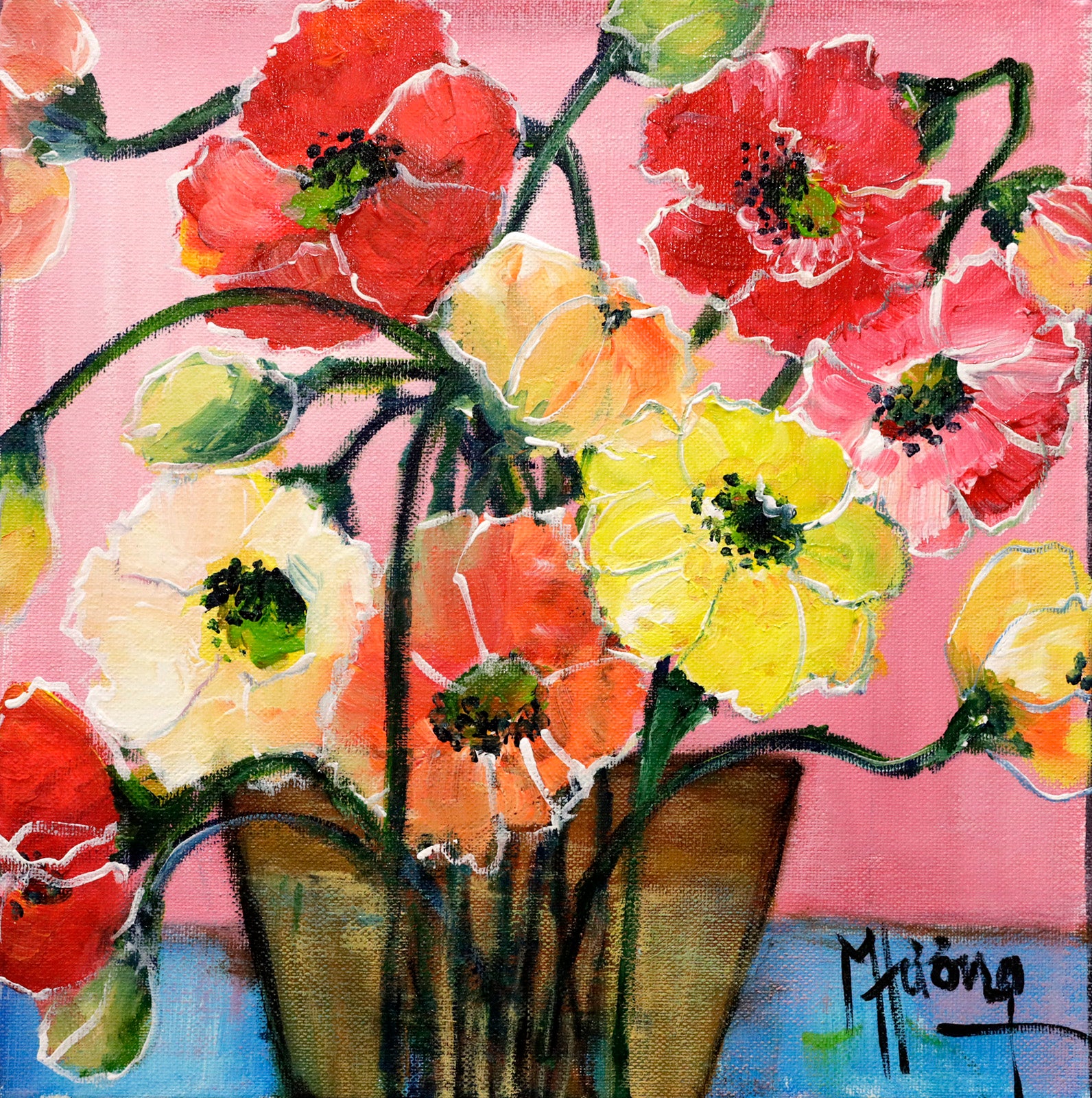 Floral “Flowers No. 4” by Patricia Huong – acrylic on canvas.