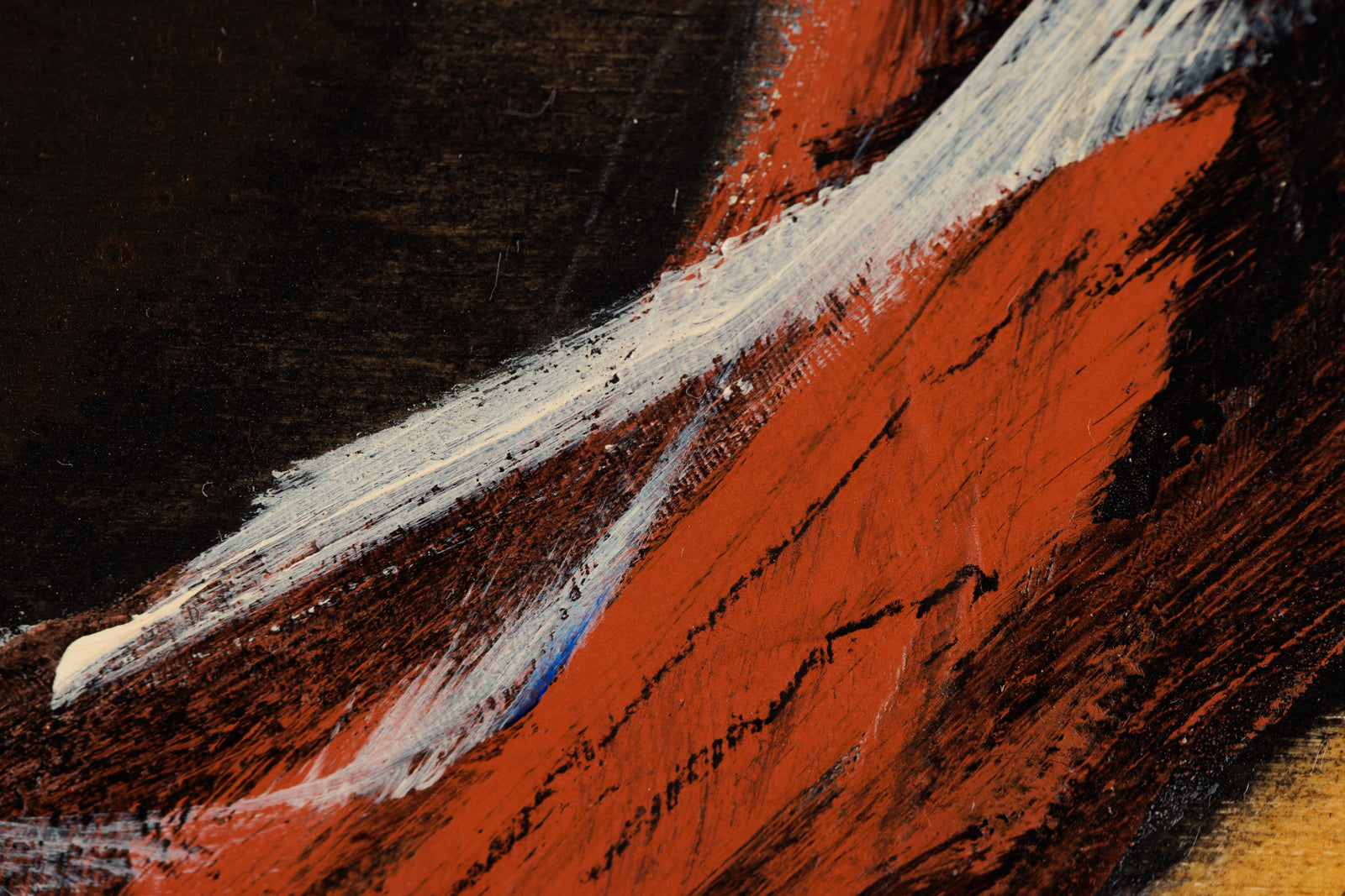 Joanna Aplin, "The Bends," detail view, mixed media on panel
