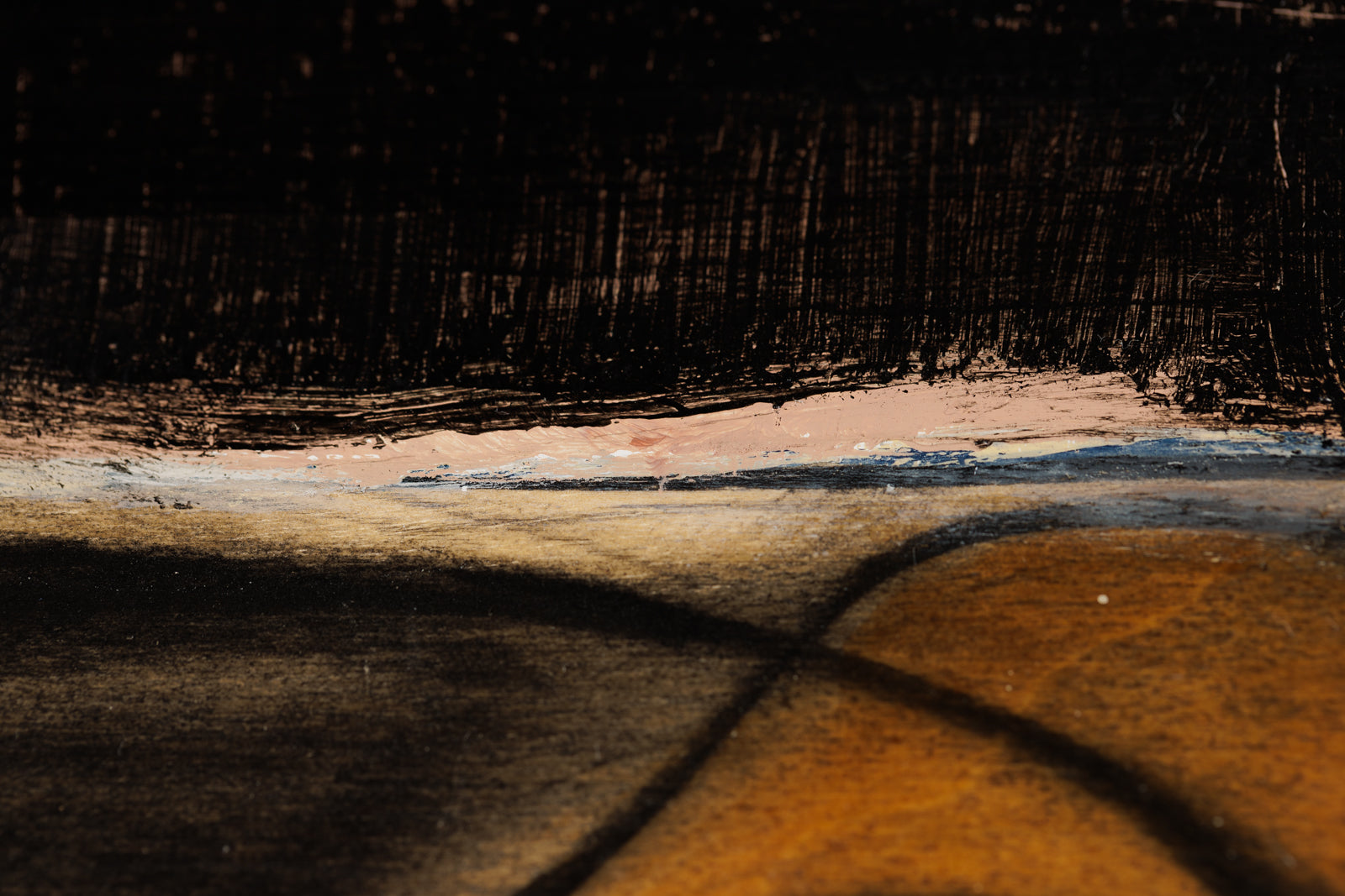 Joanna Aplin, "The Bends," detail view, mixed media on panel