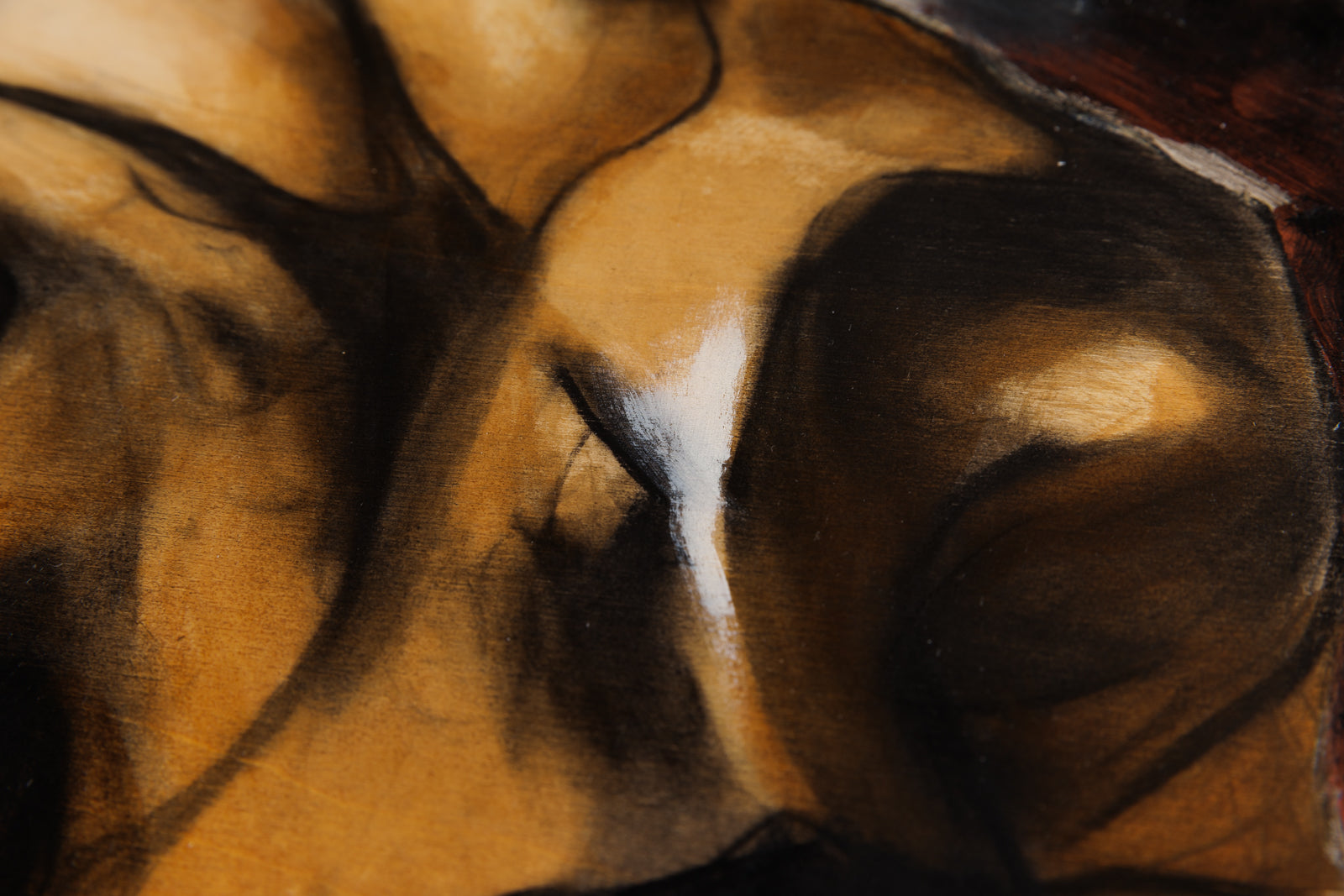 Joanna Aplin, "The Bends," detail view, mixed media on panel