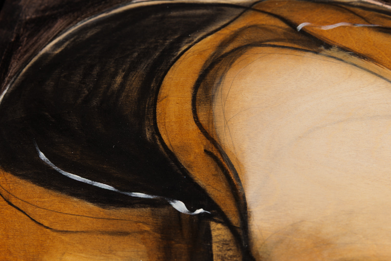 Joanna Aplin, "The Bends," detail view, mixed media on panel