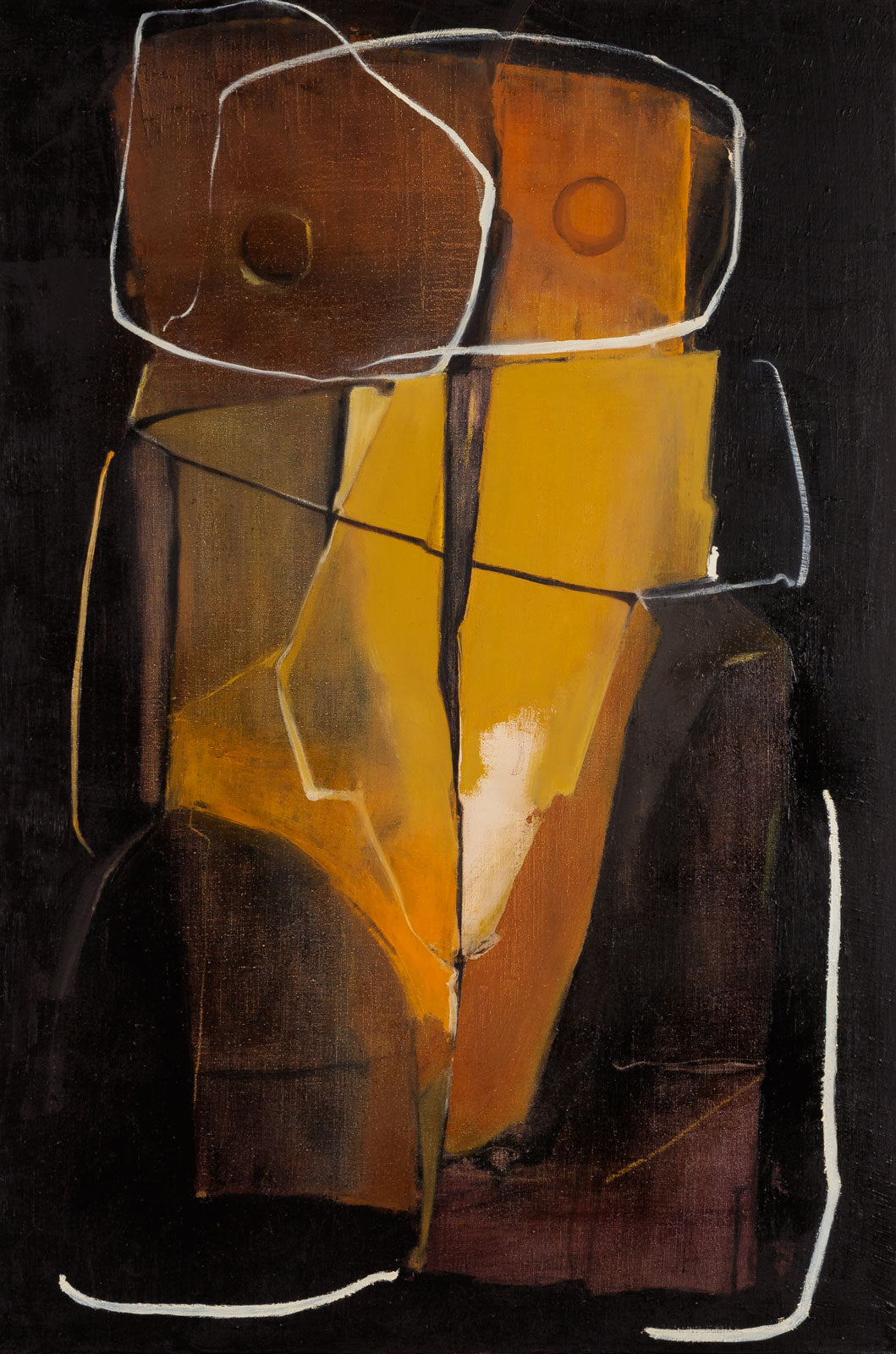 Joanna Aplin, "Restoration No. 1," mixed media on canvas, 42 x 28 in., figurative painting, framed