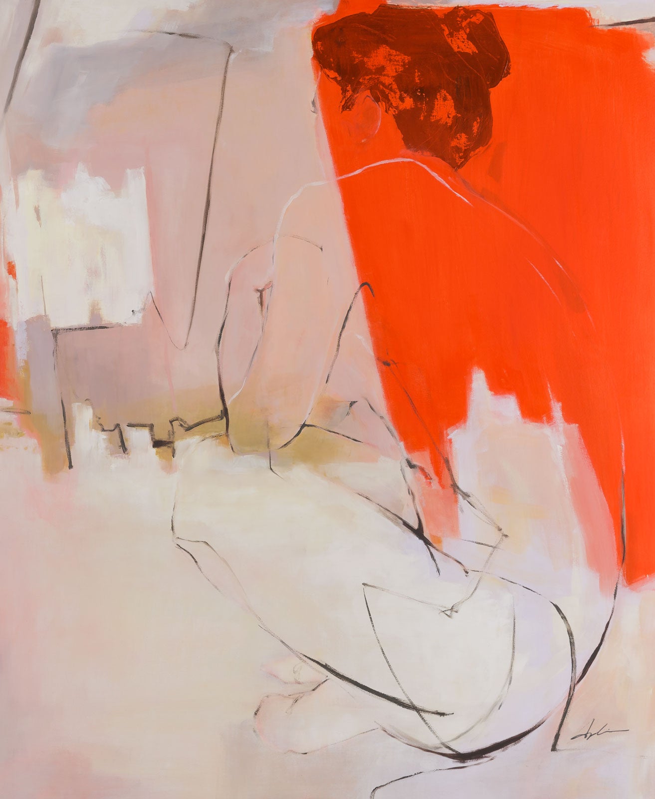Joanna Aplin, "Repose No. 2," oil on canvas, 39.5 x 32.5 in., figurative painting with a woman, unframed