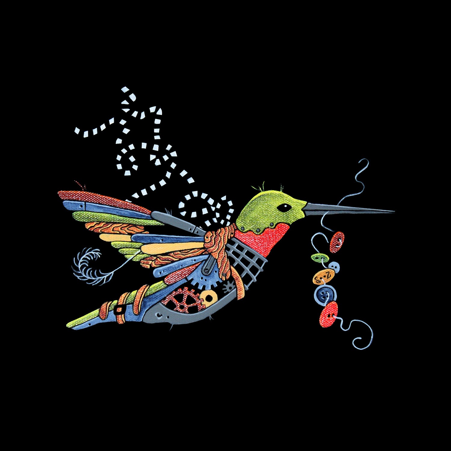 Birds “Hummingbird  C” by SooZ – acrylic on canvas.