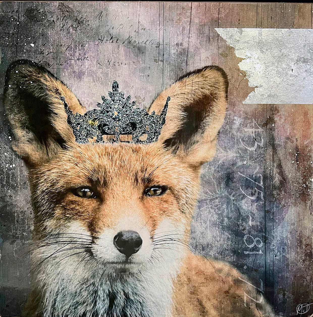 Animals “Kings & Queens” by Morgan Jones – mixed media and resin on panel.