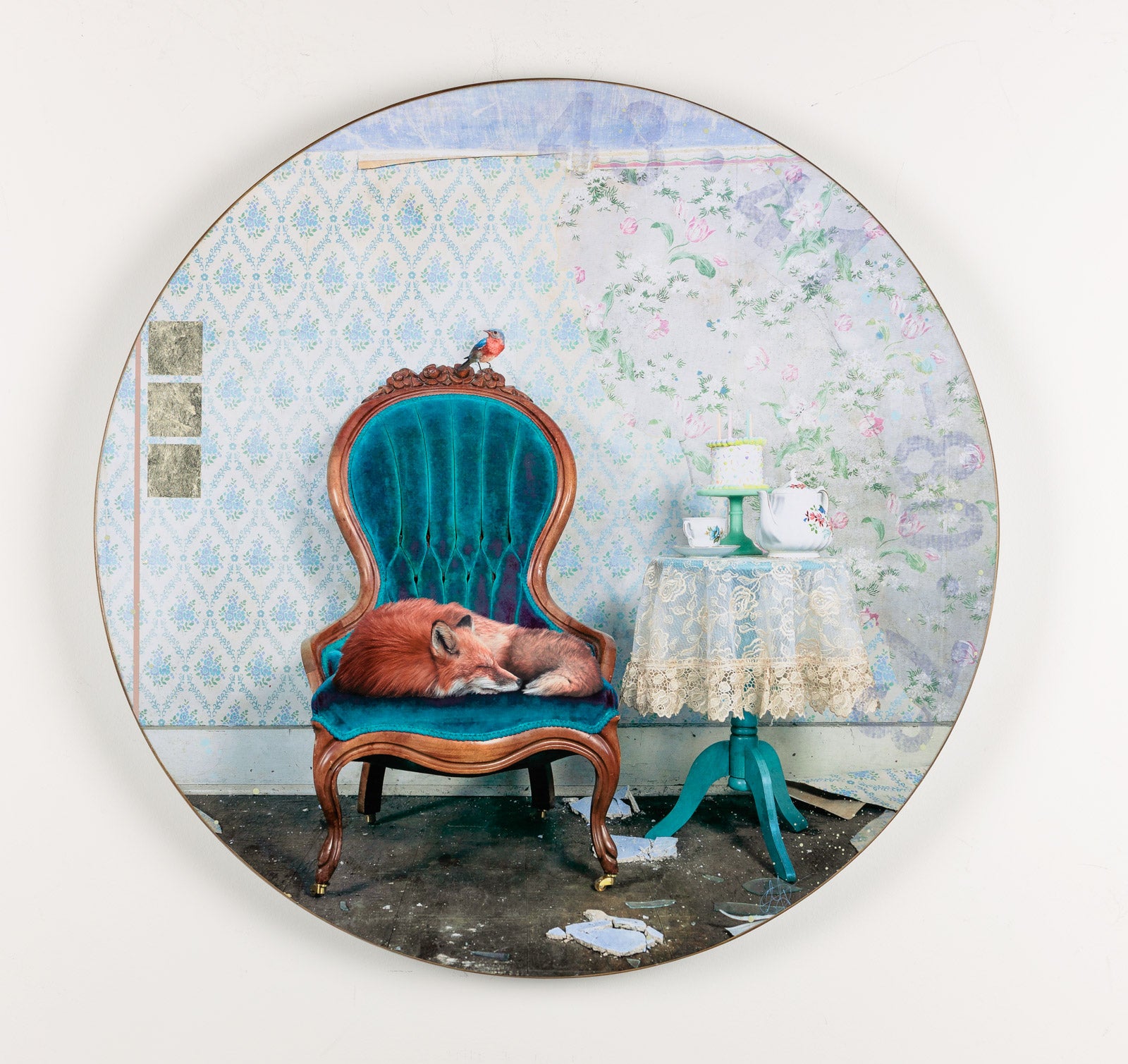 Animals “While You Were Sleeping” by Morgan Jones – mixed media on panel.