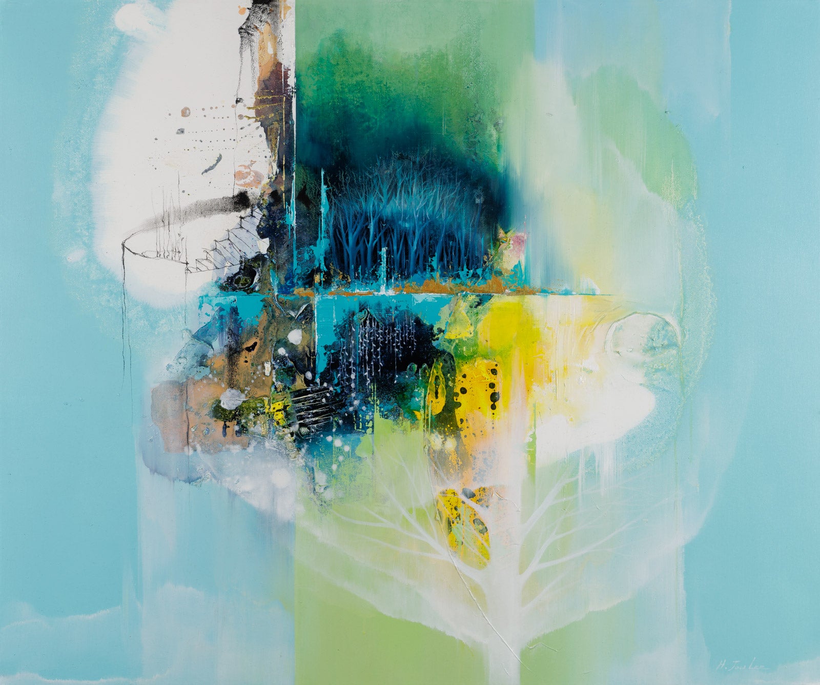 Abstracts “Paysages Interieurs” by Hyun Jou – mixed media on canvas.