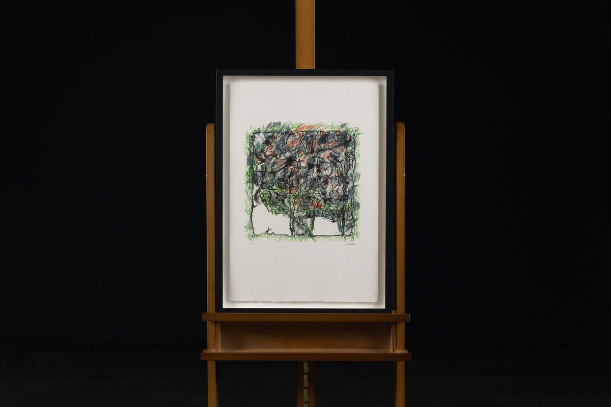 Jean-Paul Riopelle, "Herbe A Puces HC/75," lithograph, 24 x 16 in, historic limited edition abstract print, framed