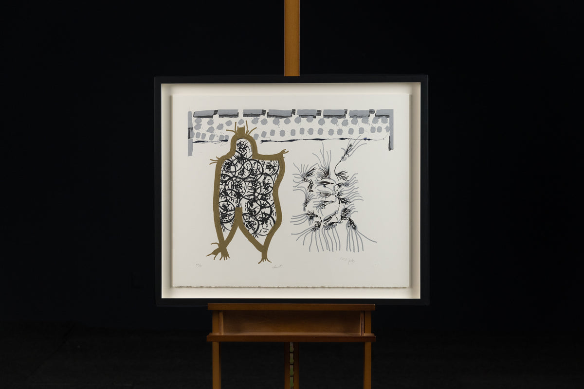 Jean-Paul Riopelle, "Inuit 42/75," lithograph, 27 x 32 in, historic limited edition abstract print, framed