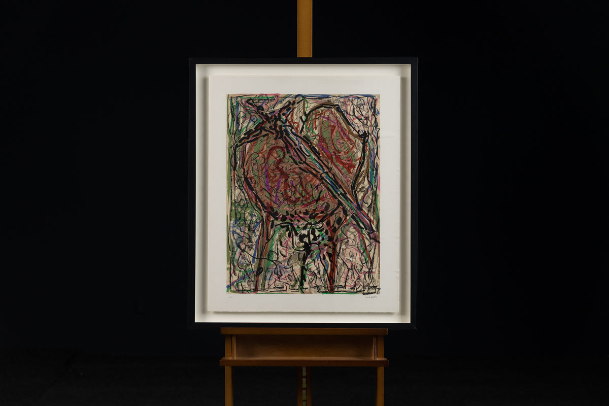 Jean-Paul Riopelle, "Mois Mondial Du Coeur HC/75," lithograph, 32.5 x 27 in, historic limited edition abstract print, framed