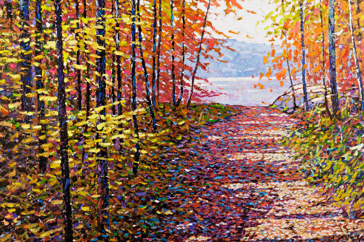 Jack Zhou, "Familiar Trail," detail 1, oil on canvas