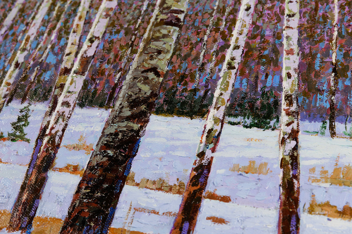 Jack Zhou, "Snowy Scenery V," detail 2, oil on canvas