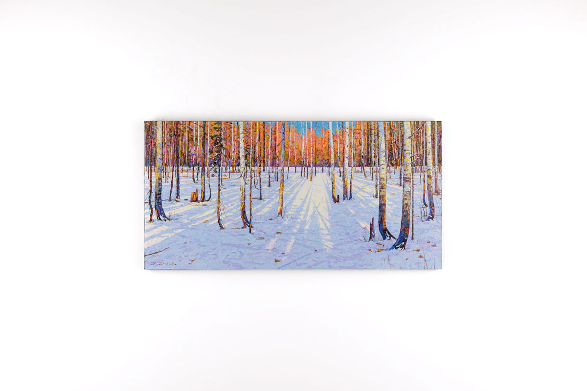 Jack Zhou, "Snowy Scenery II," full view, oil on canvas, 24 x 48 in