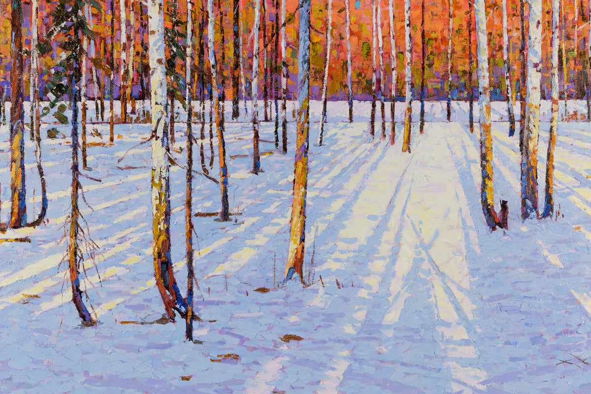 Jack Zhou, "Snowy Scenery II," detail 1, oil on canvas