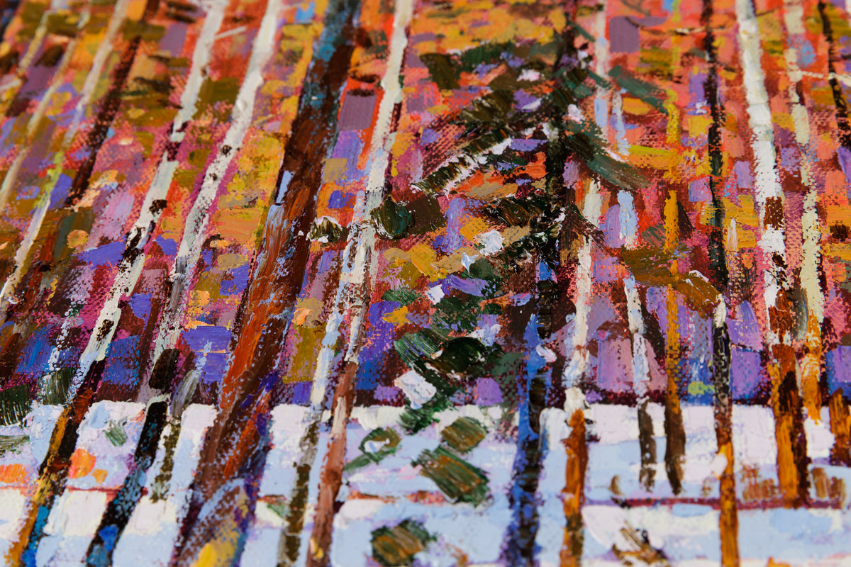 Jack Zhou, "Snowy Scenery II," detail 3, oil on canvas