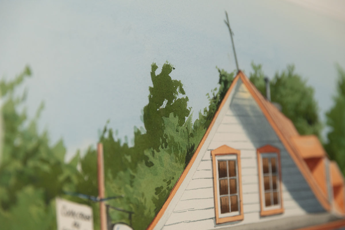 Jack Reid, "Restaurant," detail view, watercolour on paper
