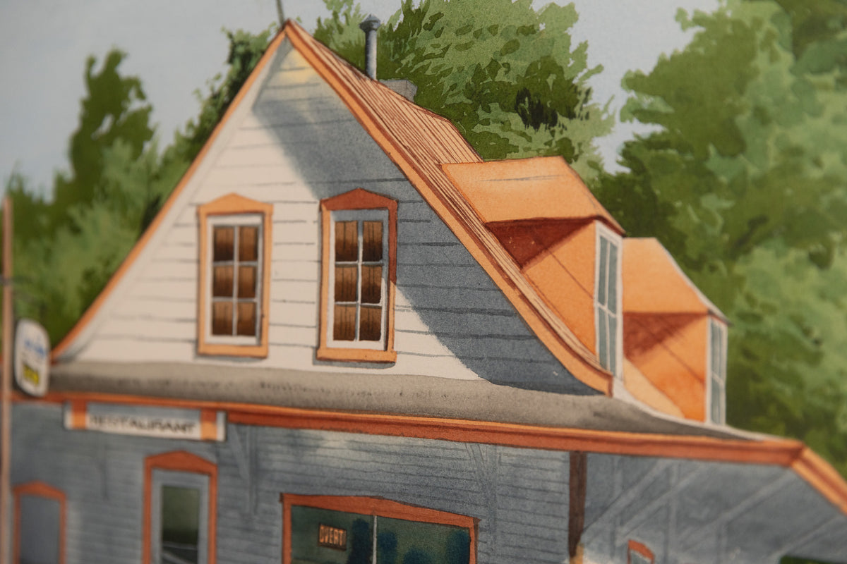 Jack Reid, "Restaurant," detail view, watercolour on paper