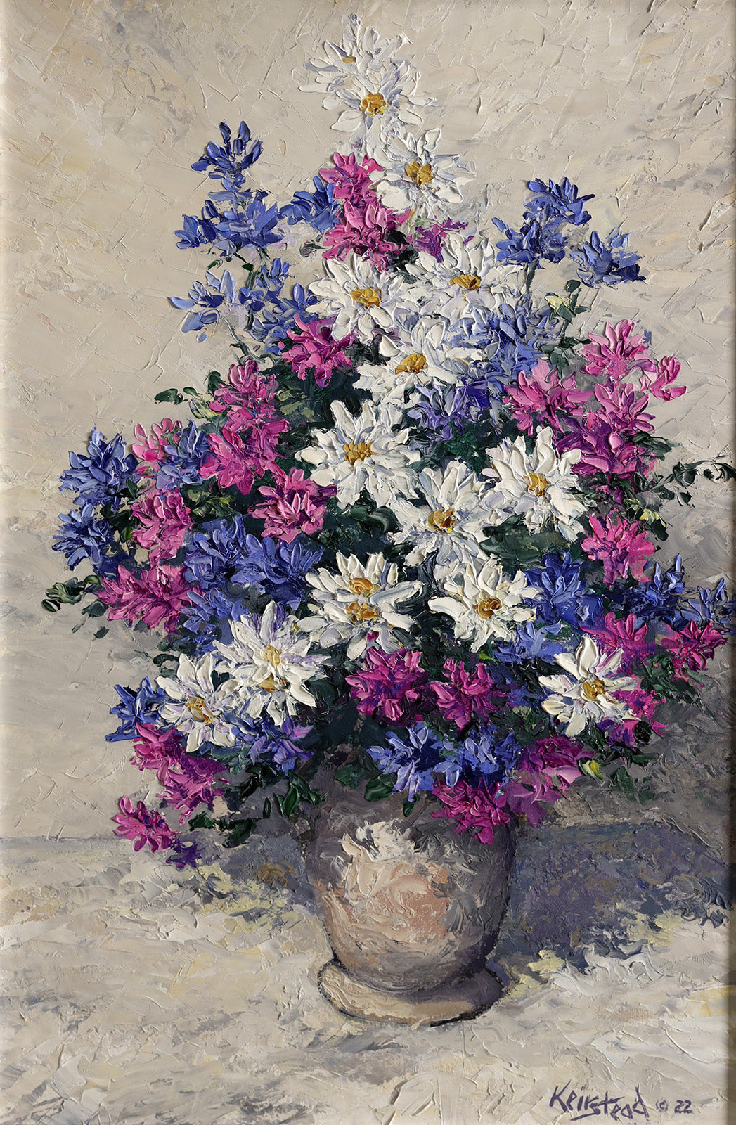 Floral “Wild Garden Daisies” by James Keirstead – oil on panel.