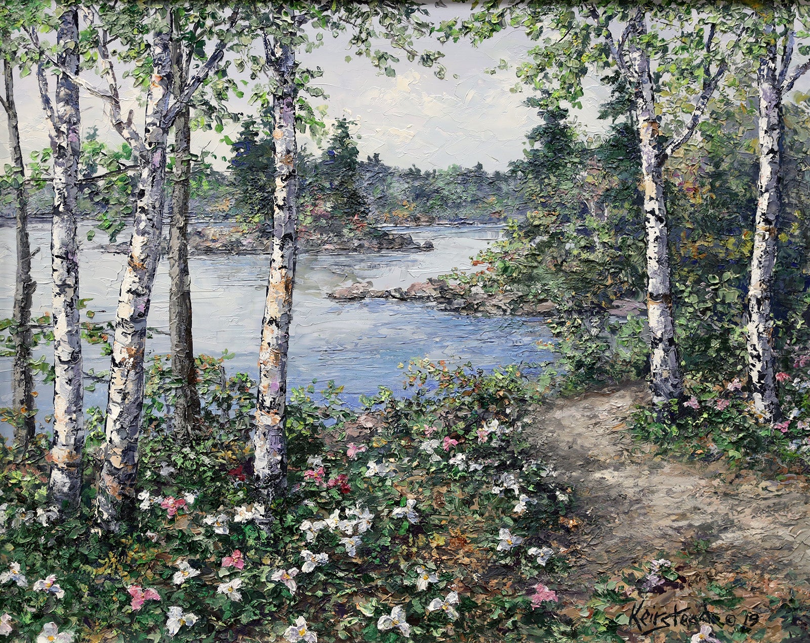 Landscape “Island Trilliums” by James Keirstead – oil on panel.