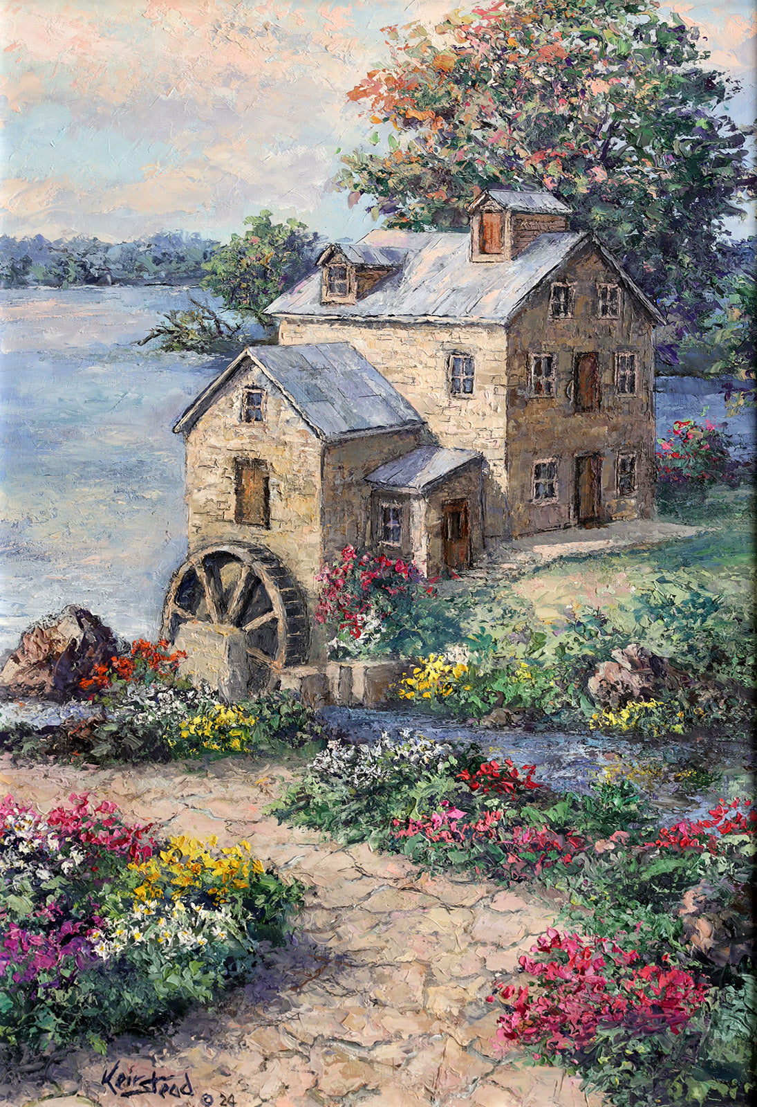 Landscape “Lakeside Mill Garden” by James Keirstead – oil on panel.