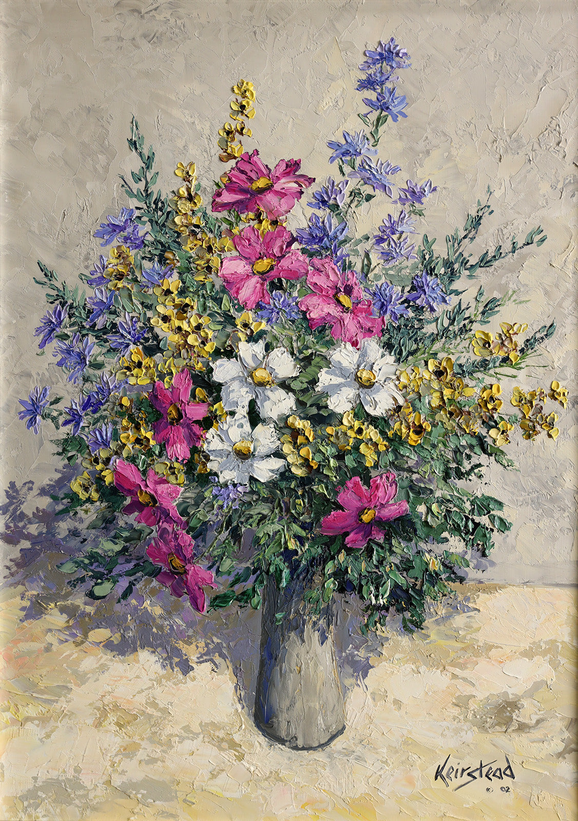 Floral “Cosmos” by James Keirstead – oil on panel.