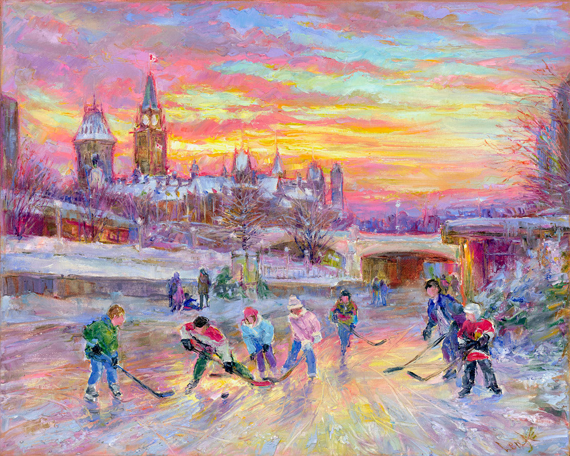 Ottawa “Ottawa Hockey” by Elena Khomoutova – oil on canvas.