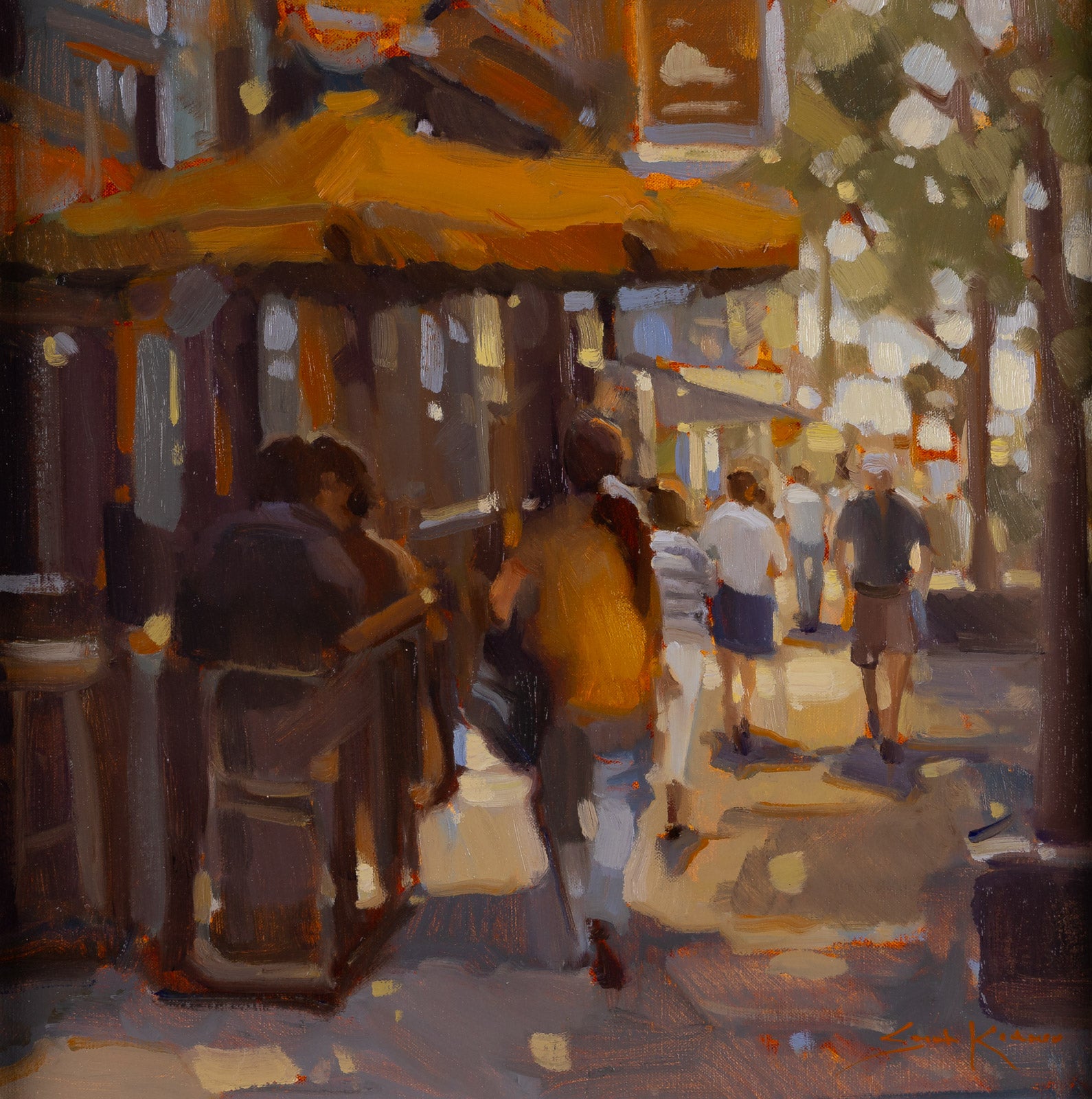 Cityscape “Feeling Good” by Sarah Kidner – oil on canvas.