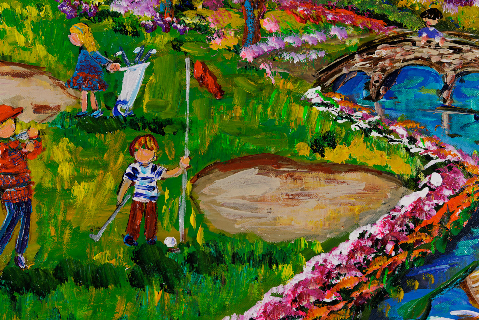 Katerina Mertikas, "Golf Paradise," detail view, acrylic on canvas