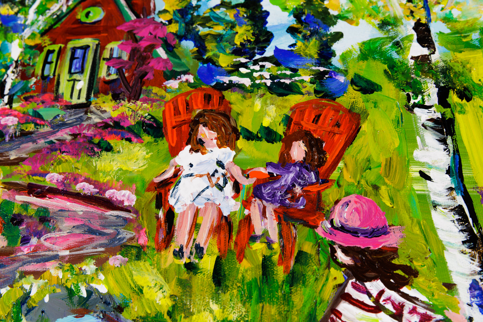 Katerina Mertikas, "By The Lake," detail view, acrylic on canvas