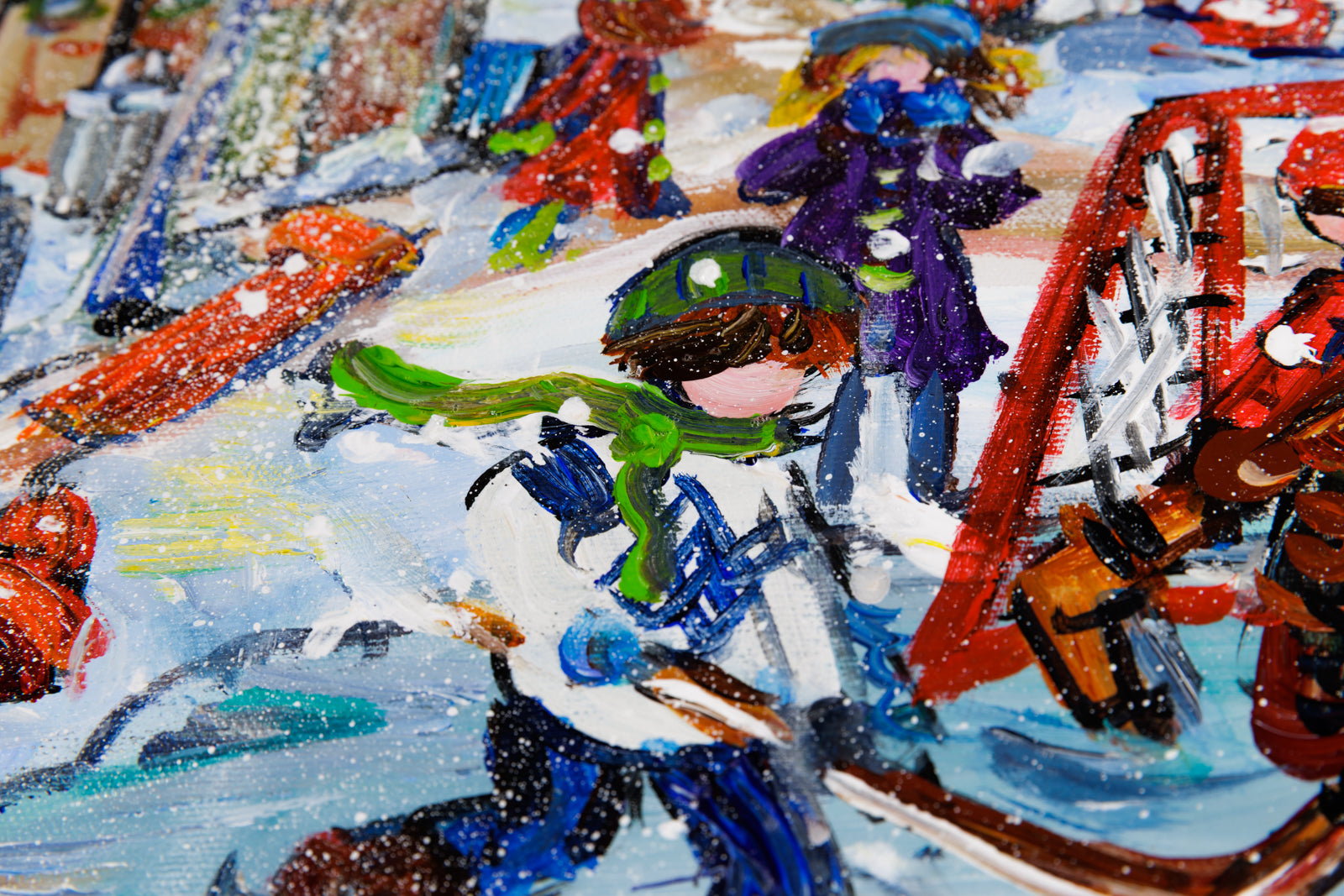 Katerina Mertikas, "Action On The Ice," detail view, acrylic on canvas