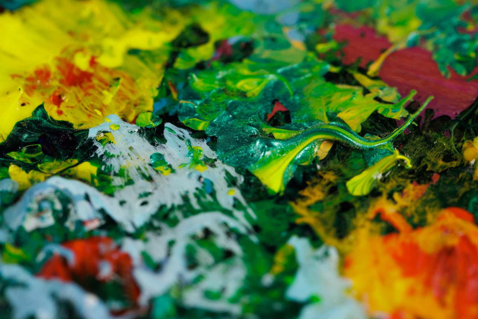 Katerina Mertikas, "Apples In The Orchard," detail view, acrylic on canvas