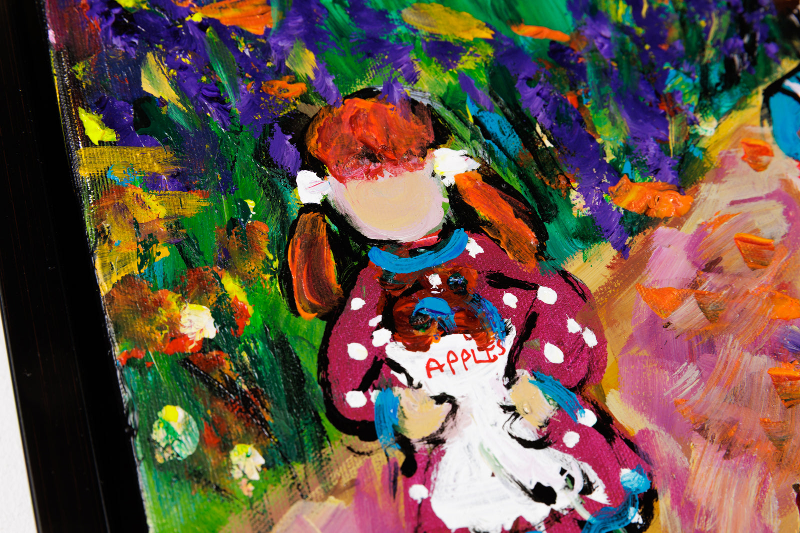 Katerina Mertikas, "Apples In The Orchard," detail view, acrylic on canvas