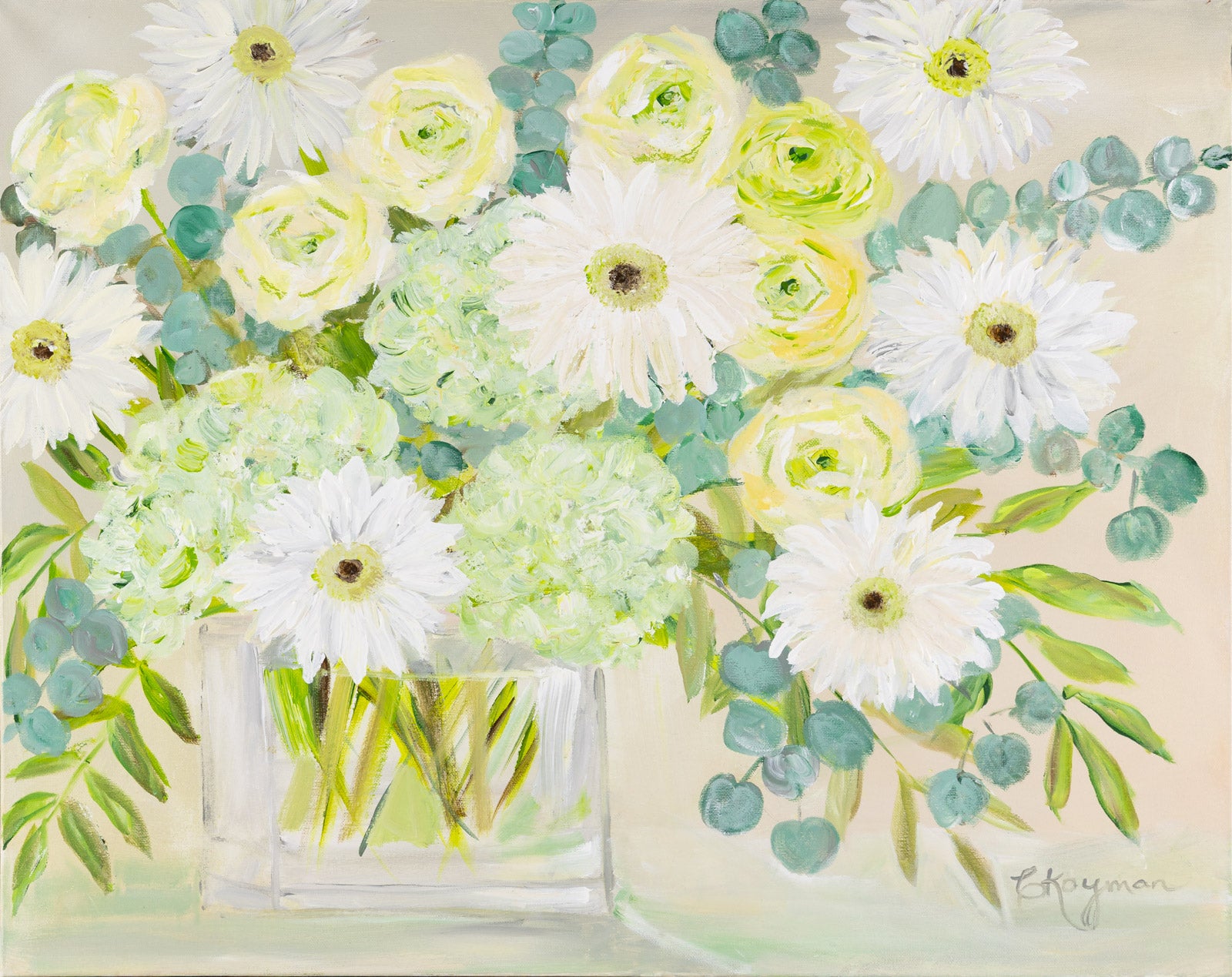 Floral “Thanksgiving” by Caroline Koyman – acrylic on canvas.